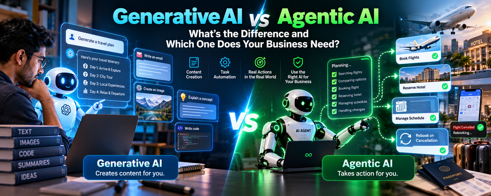Generative AI vs Agentic AI: What’s the Difference and Which One Does Your Business Need?